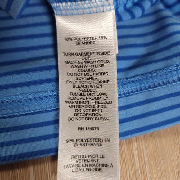 Vineyard Vines On The Go Sankaty Polo Men Large Blue Striped Stretch OTG Golf - Picture 5 of 10